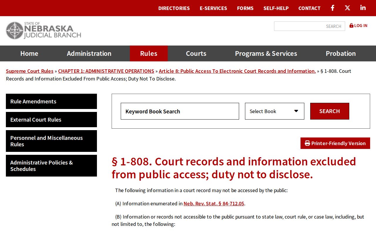 Saunders County criminal court dockets excluded-records rule