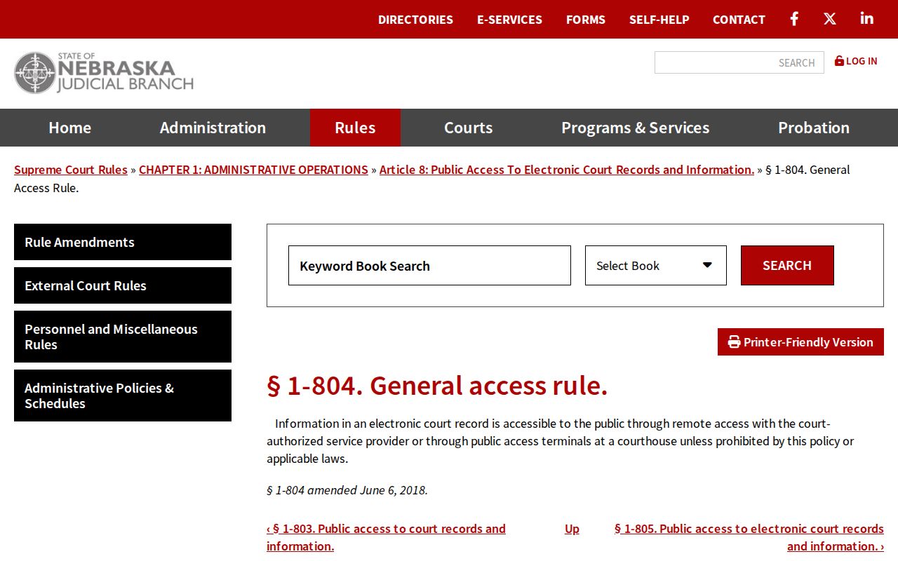 Saunders County criminal court dockets public electronic-access rule