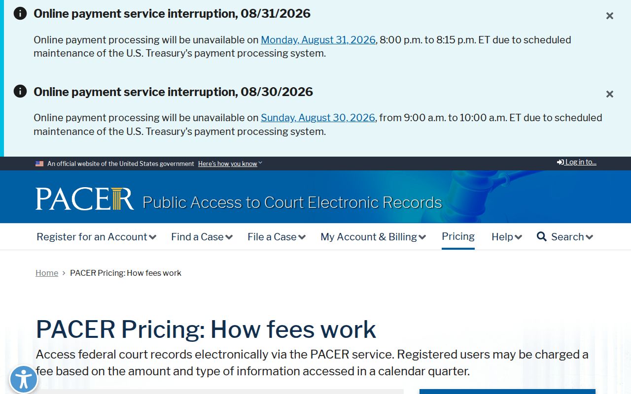 Saunders County court docket PACER pricing boundary