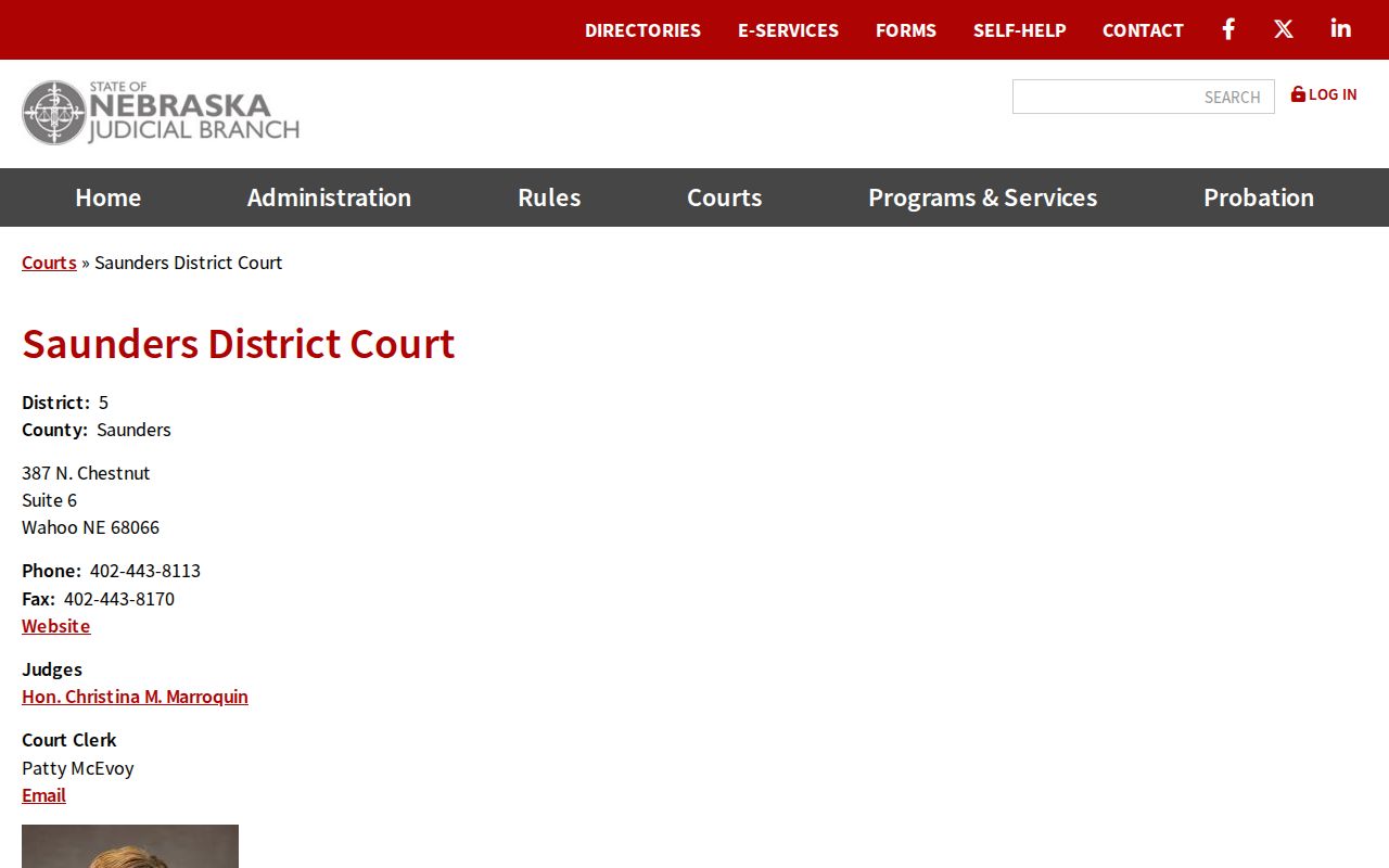 Saunders County court docket District Court directory